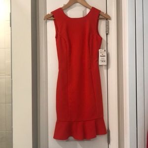 Zara red frill-bottom dress - size Small